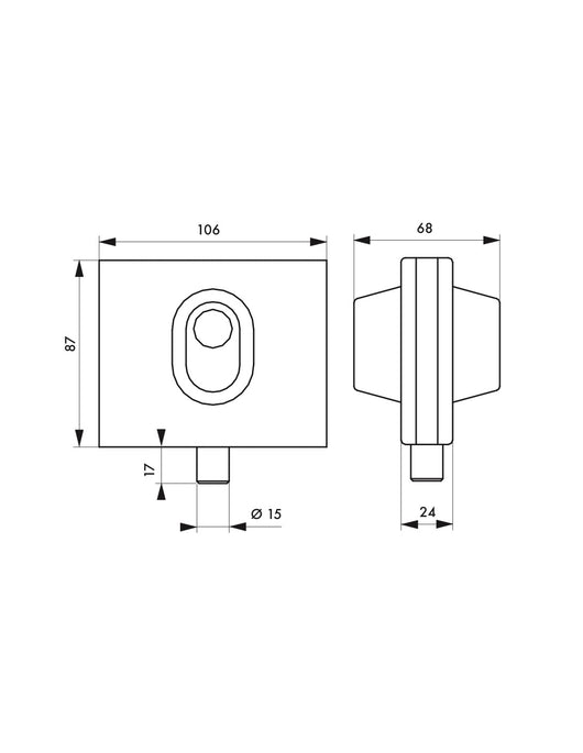 Serratura per porta a vetro, per mezzo cilindro europeo, blocco superiore - THIRARD