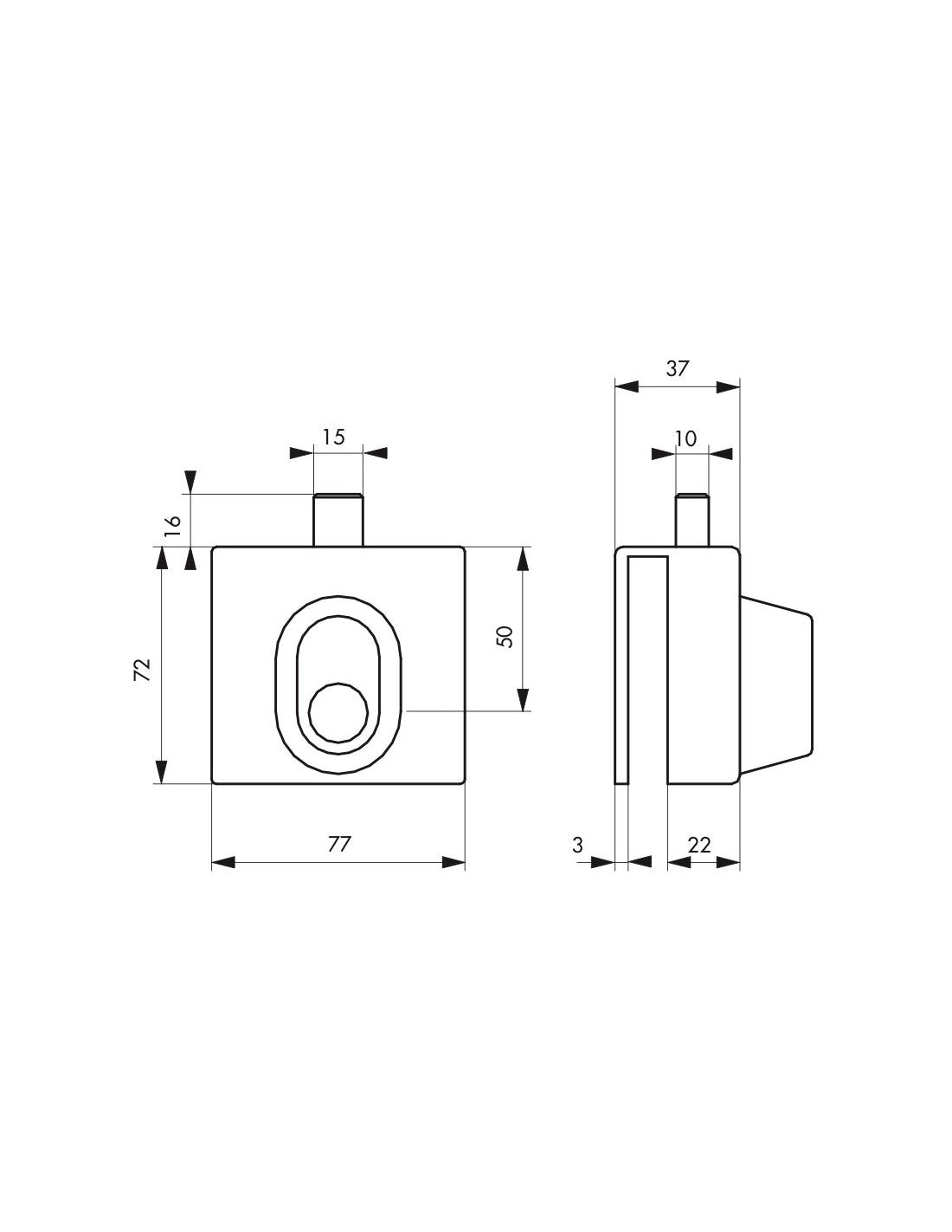 Serratura per porta a vetro, per mezzo cilindro europeo, blocco inferiore - THIRARD
