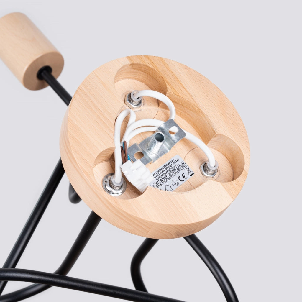 Plafoniera loft anello BRAZZA Pure Lume nera legno 3xE27