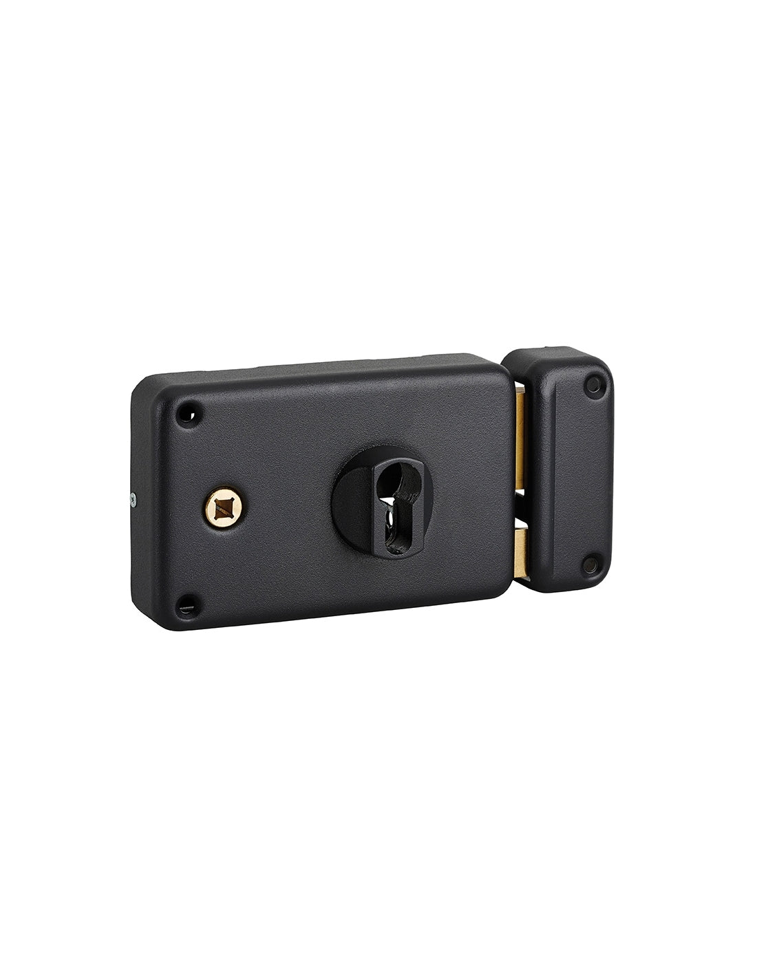 Serratura orizzontale da applicare doppio cilindro con quadro maniglia , destra, asse 55mm, 140x88mm, nero - THIRARD