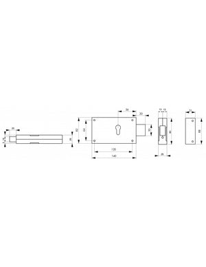 Serratura da applicare a cilindro europeo 140 X 80 mm - solo catenaccio - THIRARD