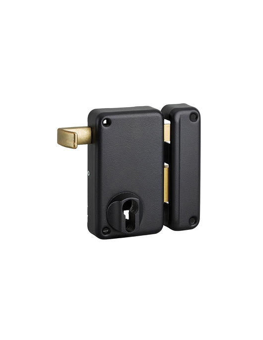 Serratura verticale da applicare doppio cilindro a tirante per porta esterna, destra, asse 45mm, 75x130mm, nero - THIRARD