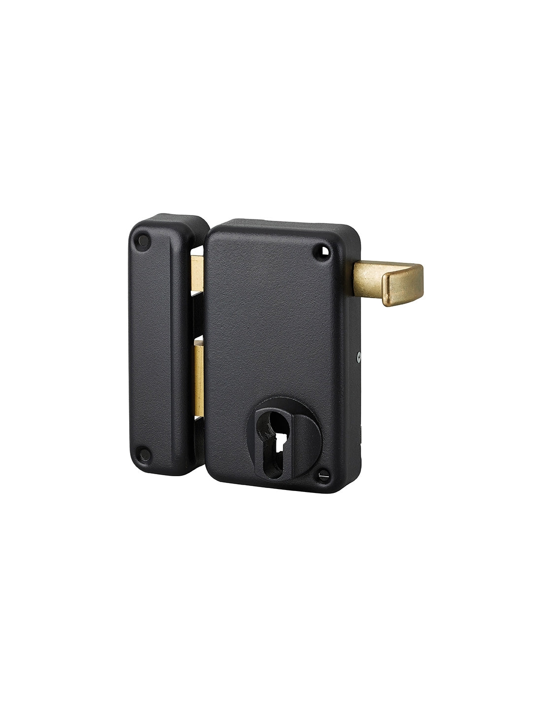 Serratura verticale da applicare doppio cilindro a tirante per porta esterna, sinistra, asse 45mm, 75x130mm, nero - THIRARD