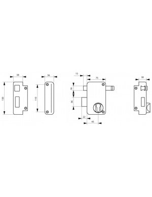 Serratura verticale da applicare doppio cilindro a tirante per porta esterna, sinistra, asse 45mm, 75x130mm, nero - THIRARD