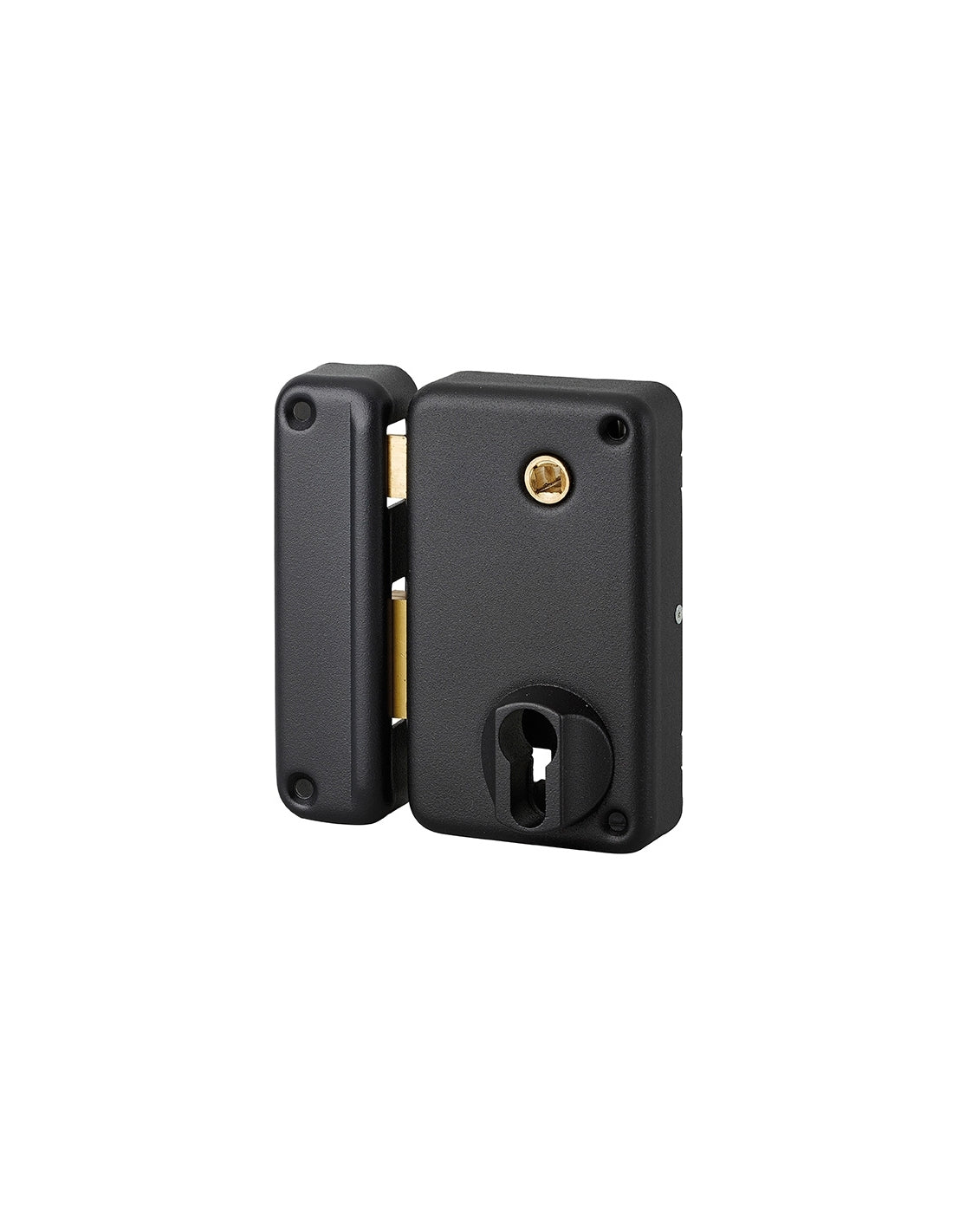 Serratura verticale da applicare doppio cilindro con quadro maniglia , sinistra, asse 45mm, 75x130mm, nero - THIRARD