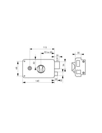 Serratura orizzontale da applicare doppio cilindro per porta d'ingresso, destra , asse 60mm, 140x88mm, nero - THIRARD
