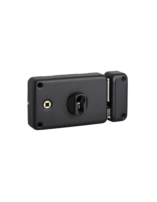 Serratura orizzontale da applicare doppio cilindro per porta d'ingresso, destra , asse 60mm, 140x88mm, nero - THIRARD