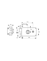 Serratura orizzontale da applicare doppio cilindro per porta d'ingresso, sinistra , asse 60mm, 140x88mm, nero - THIRARD