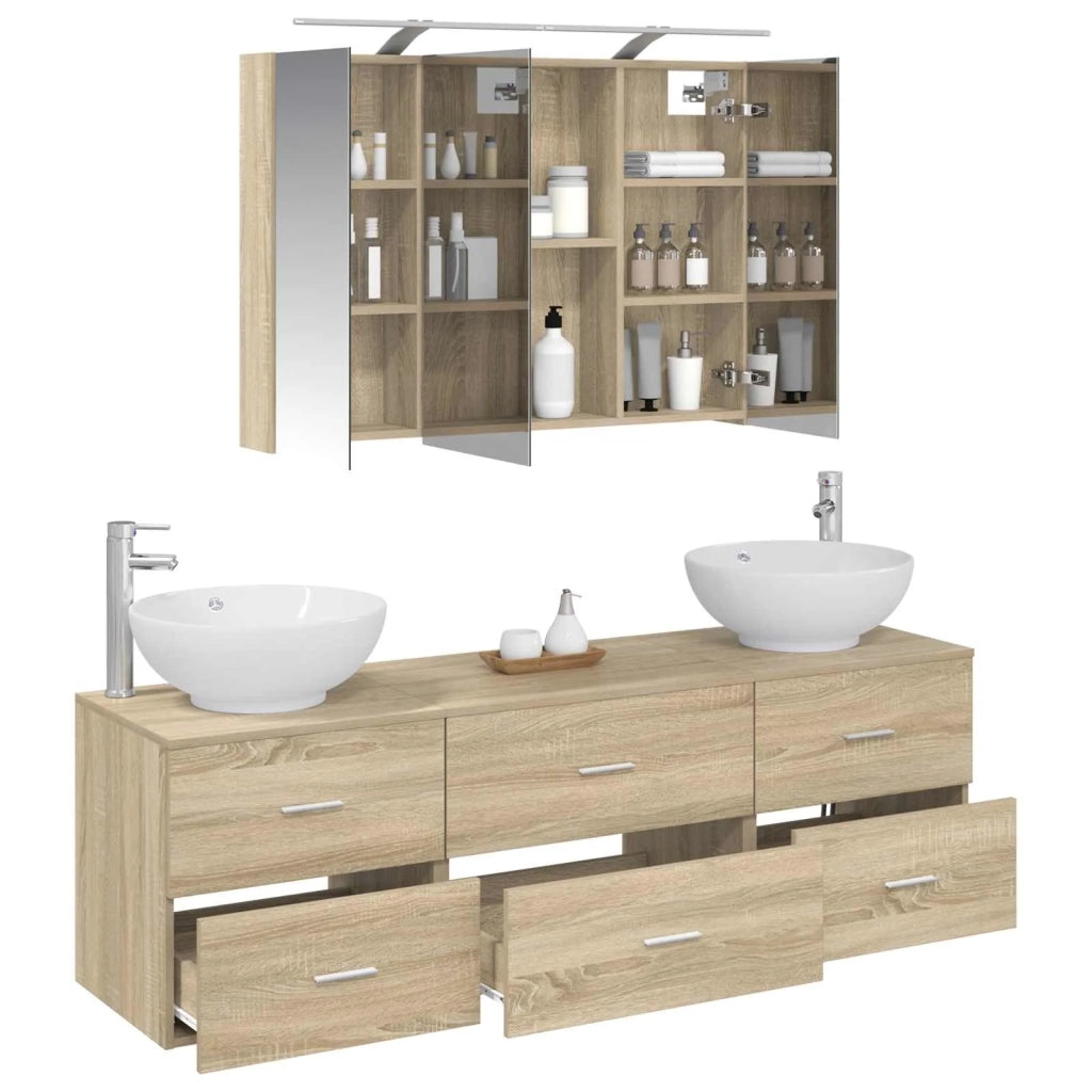 Set di mobili per il bagno 4 pcs Rovere Sonoma 3406937