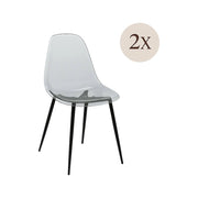 Set di 2 sedie Amstrong, Poltrona in PET, Sedia da pranzo ergonomica, Seduta per riunioni, 53x46h81 cm, Fumé