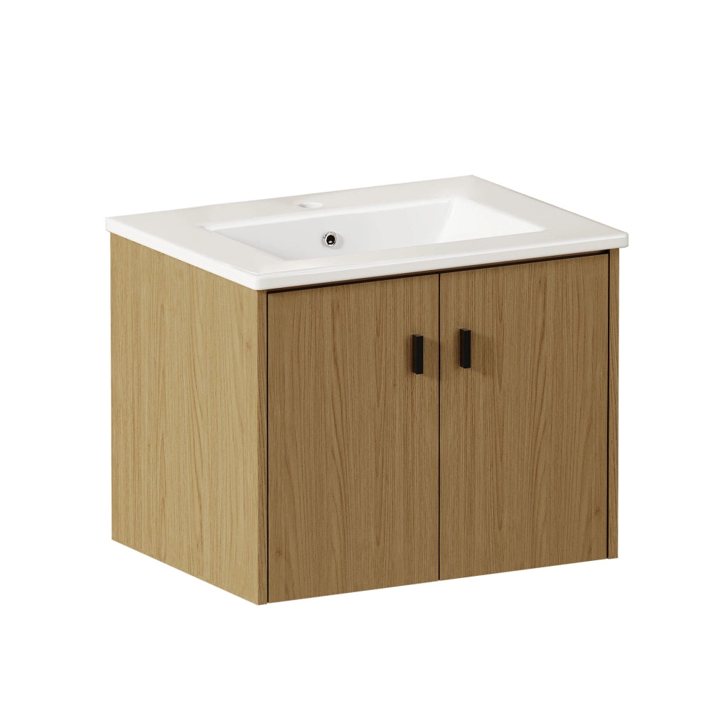 Armadietto Bagno 60cm ¨C MINIMAL ¨C Rovere Chiaro, 2 Ante, Salvaspazio