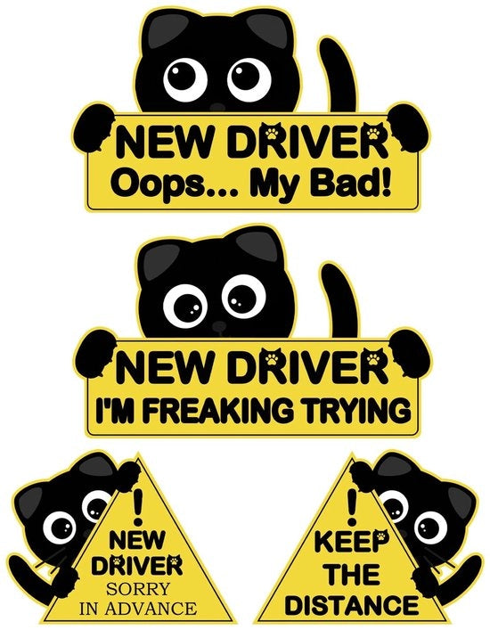 Set di magneti per auto 4 pezzi - Sticker auto decorativo - Segnali di avviso di sicurezza - Disegno riflettente - Lettere leggibili - Adatto a qualsiasi veicolo - Sticker auto personalizzabile