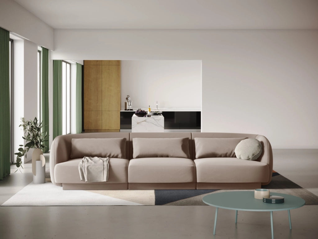 Cosmopolitan Design - Divano "Tulum" 3 posti in velluto beige 