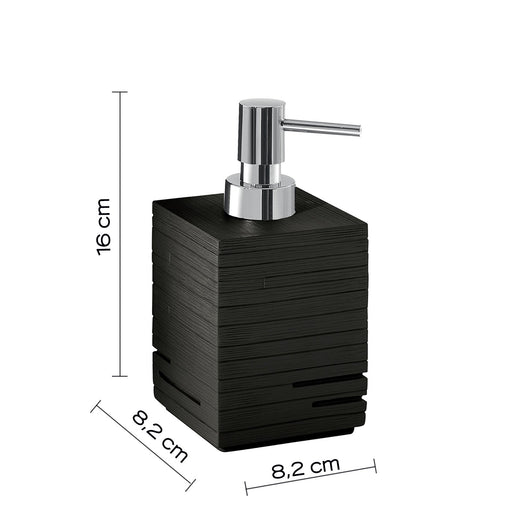 Dosasapone con erogatore in plastica d'appoggio in resina QU81 Gedy serie QUADROTTO Nero