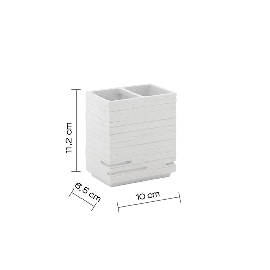 Portaspazzolini d'appoggio in resina QU98 Gedy serie QUADROTTO bianco