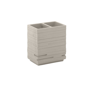 Portaspazzolini d'appoggio in resina QU98 Gedy serie QUADROTTO Tortora Chiaro