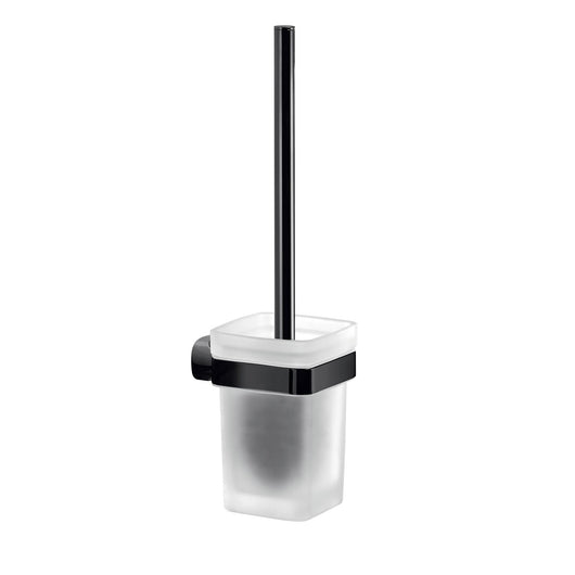 Scopino WC con ciuffo in setole da muro in acciaio inox e Cromall ST33-03 Gedy serie STELVIO Nero Opaco