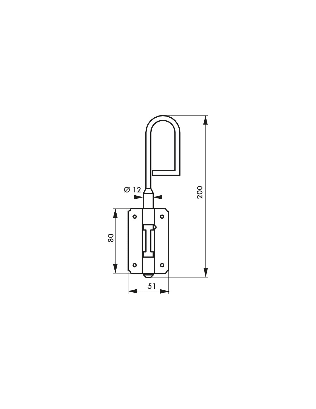Chiavistello a baionetta 12 x 200 mm - THIRARD