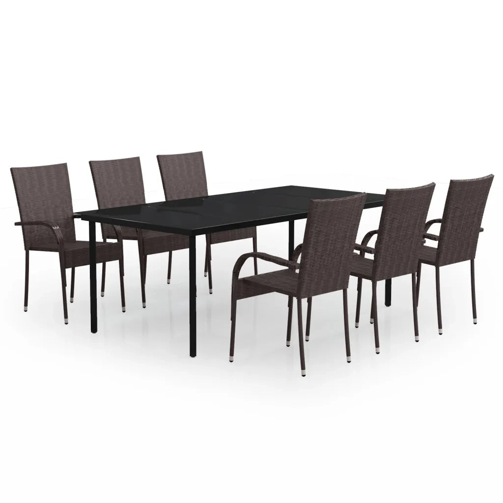 Set da Pranzo per Giardino 7 pz con Cuscini Marrone e Nero 3099387