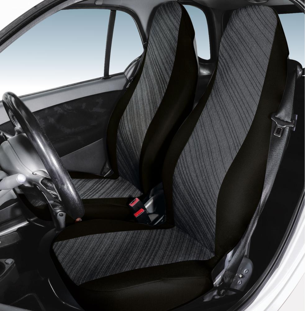 Coprisedili Anteriori Personalizzati Smart Fortwo Tess. Misto Cotone Grigio/nero