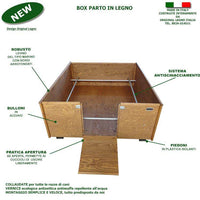 BOX PARTO IN LEGNO PER CANI MODELLO XXXL L.125  x P.150 x H.50 100% FABBRICATO IN ITALIA - ORIGINAL LEGNO ITALIA