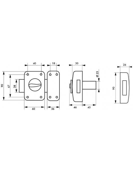 Serratura a chiavistello a pomolo Corvette per porta esterna, cilindro 45mm, acciaio, 3 chiavi, bronzo epossidico - THIRARD