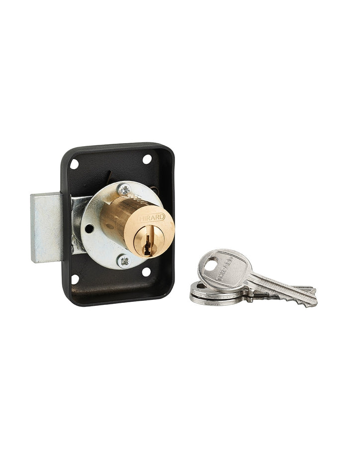 Serratura per mobile, mobilio, destra, asse 25mm, 70x50mm, nero, 3 chiavi - THIRARD