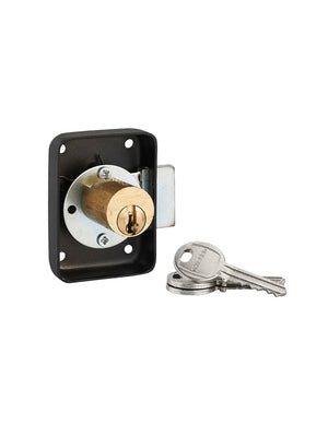 Serratura per mobile, mobilio, sinistra, asse 25mm, 70x50mm, nero, 3 chiavi - THIRARD