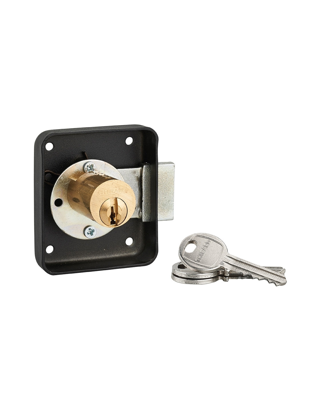 Serratura per mobile, mobilio, sinistra, asse 35mm, 70x60mm, nero, 3 chiavi - THIRARD