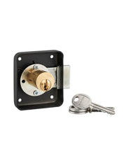 Serratura per mobile, mobilio, sinistra, asse 35mm, 70x60mm, nero, 3 chiavi - THIRARD