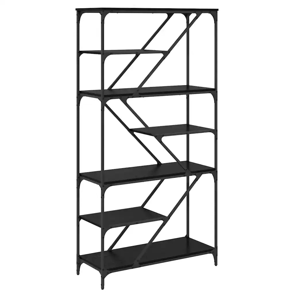 Libreria-Scaffale per Libri-Mobile di Stoccaggio Rovere Nero 91 x 36 x 176 cm Legno multistrato