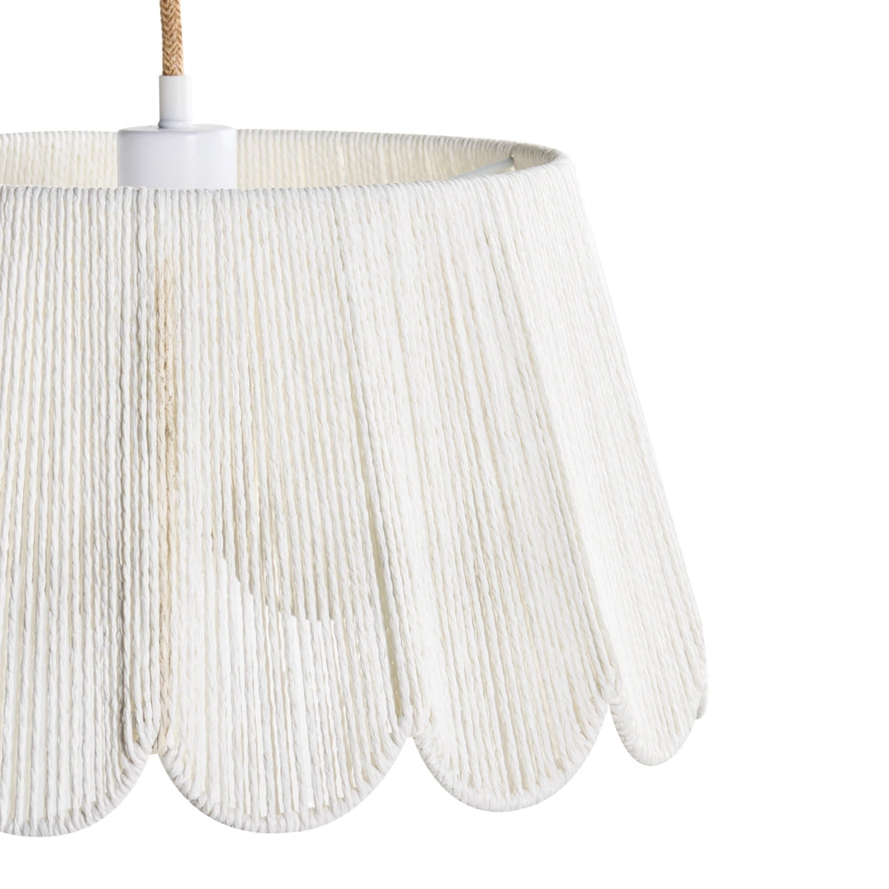 Lampada a sospensione con base in ferro e paralume in corda di carta stile boho luce ambientale beige