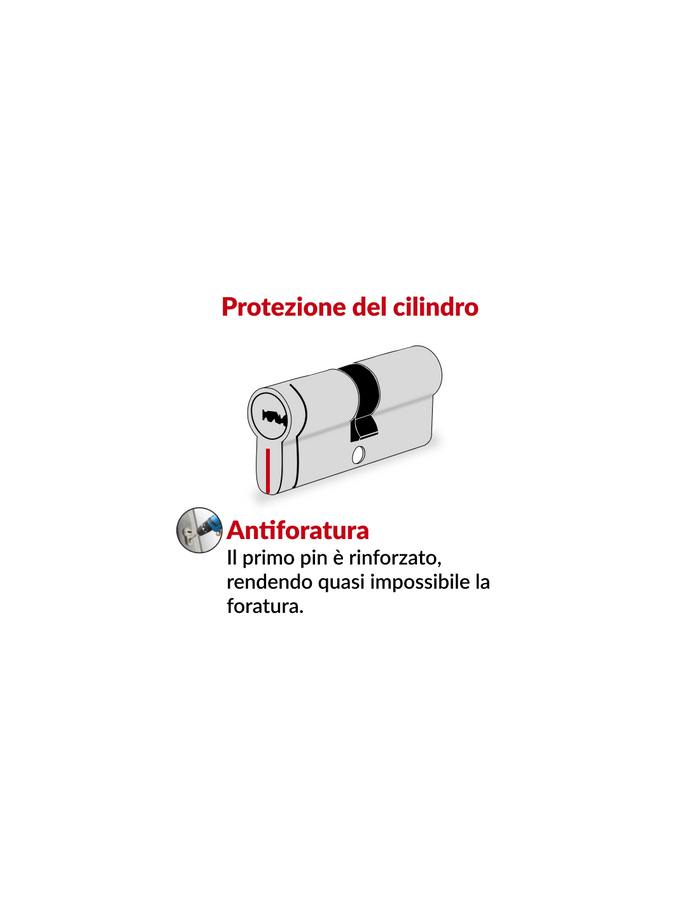 Cilindro europeo a doppia entrata Trafic 6, 40X45mm nichel, antiperforazione, antirottura, 5 chiavi piatte reversibili - THIRARD