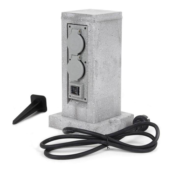 Colonna multipresa effetto granito con 4 prese per esterno IP44 sensore Presa multipla