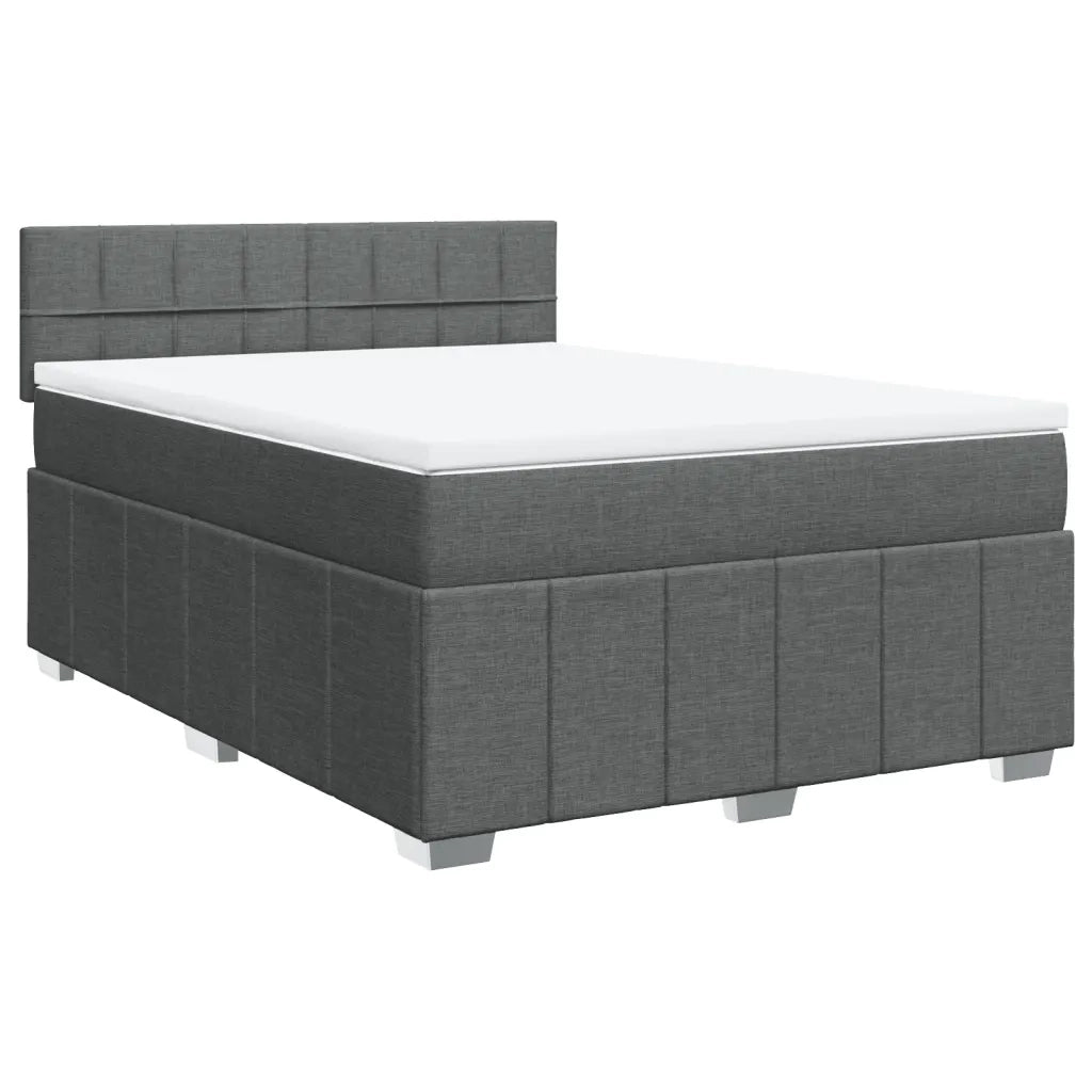 Giroletto a Molle con Materasso Grigio Scuro 140x190 cm Tessuto