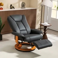 Poltrona relax reclinabile e girevole, rivestita in similpelle, capacità fino a 150 kg, Grigio scuro