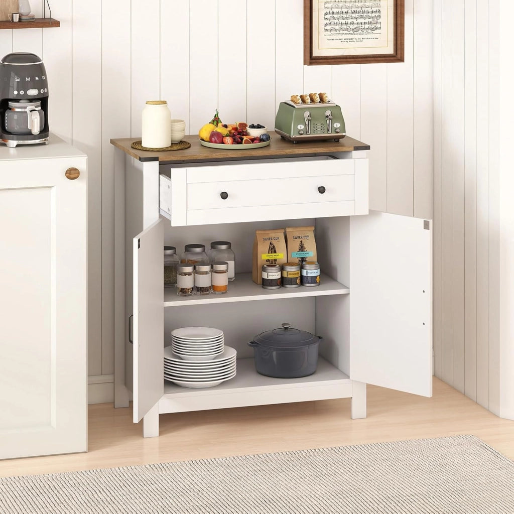 Mobile da Bagno, Armadietto da Dispensa per Cucina con Porte, Cassetto e Ripiano Regolabile, Stazione per Caffè da Pavimento per Sala da Pranzo, Soggiorno e Ingresso, 80 x 40 x 92 cm