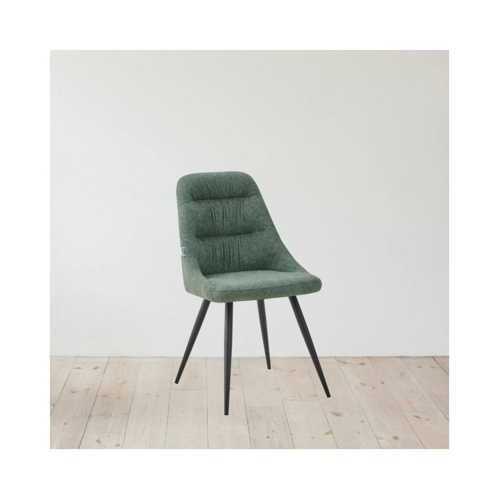 Set 2 sedie imbottite Cascade tessuto colore verde e gambe in metallo nero