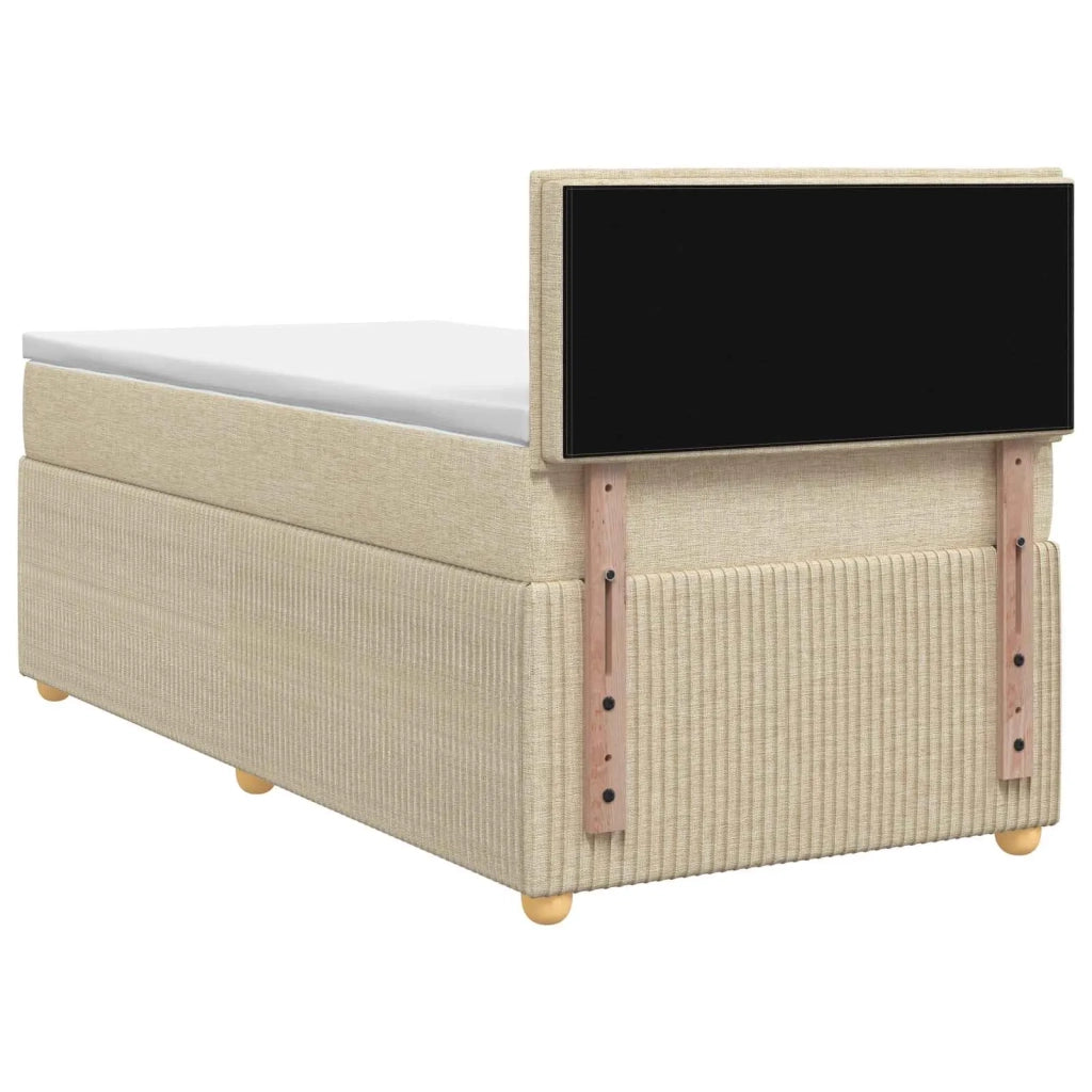 Letto box spring con materasso Crema 100 x 200 cm Tessuto 3451396
