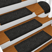 Tappetini per scale autoadesivi 15 pz 65x21x4 cm neri bordo rettangolare 134563