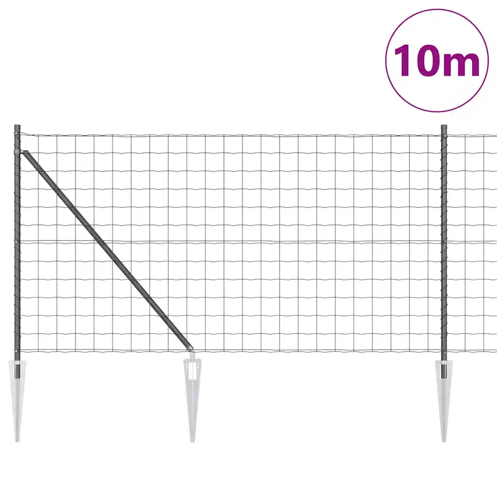 Recinzione da Giardino | Recinzione con Posto Grigio 1 x 10 m Acciaio