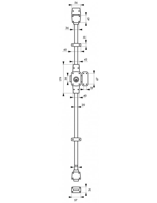 Serratura a chiavistello Mirage 6, doppio cilindro 45mm, 3 aste di chiusura in acciaio, destra, 3 chiavi, bronzo - THIRARD