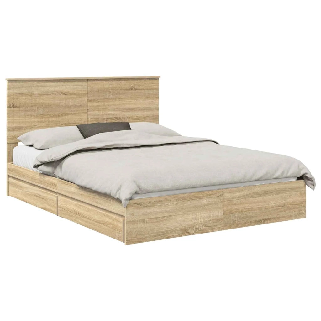 Letto con Contenitore con testiera Rovere Sonoma 150 x 200 cm