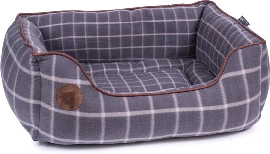 Letto per cani quadrato a scacchi grande - grigio