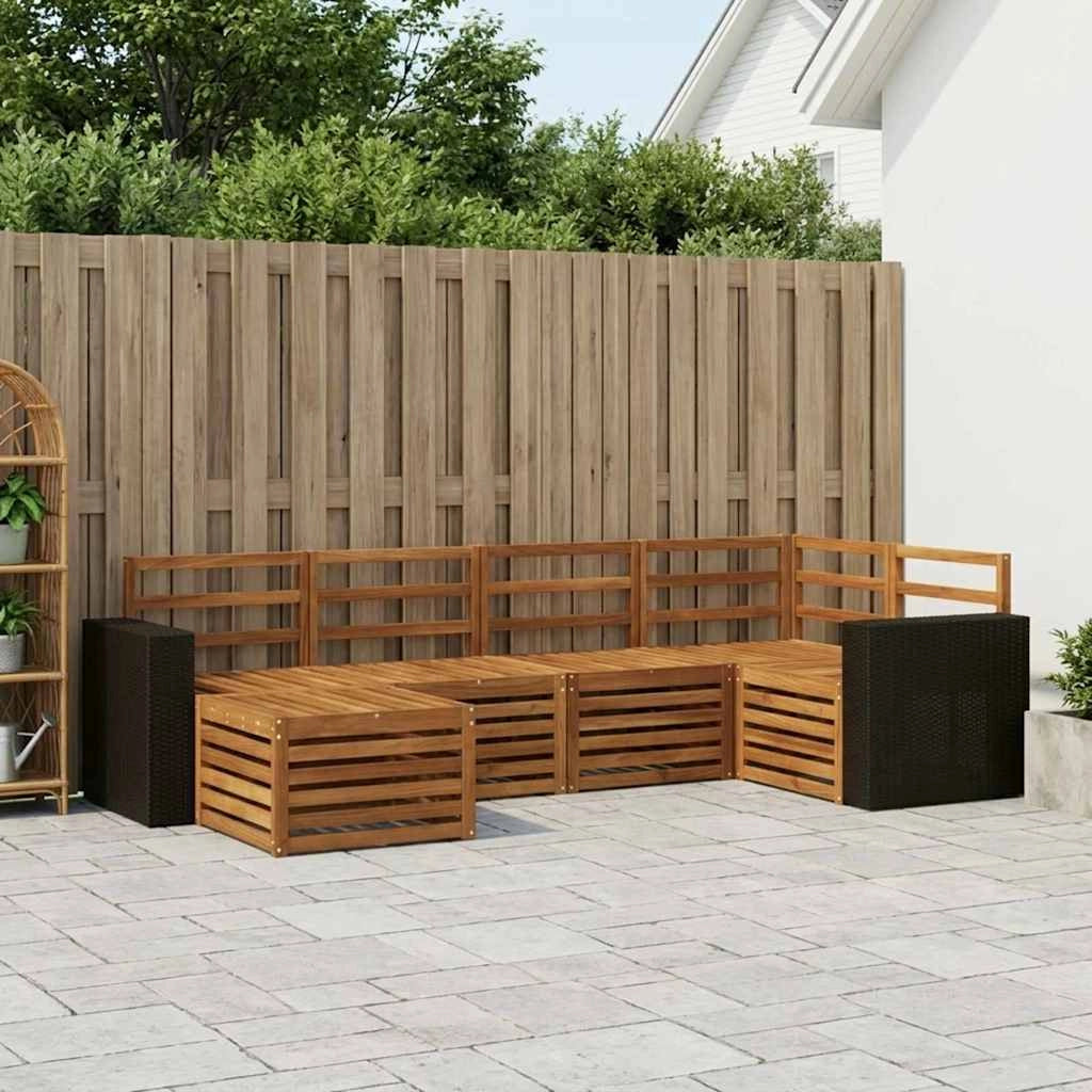 Set di divani da esterno 6 pz Naturale Poliestere 3384570
