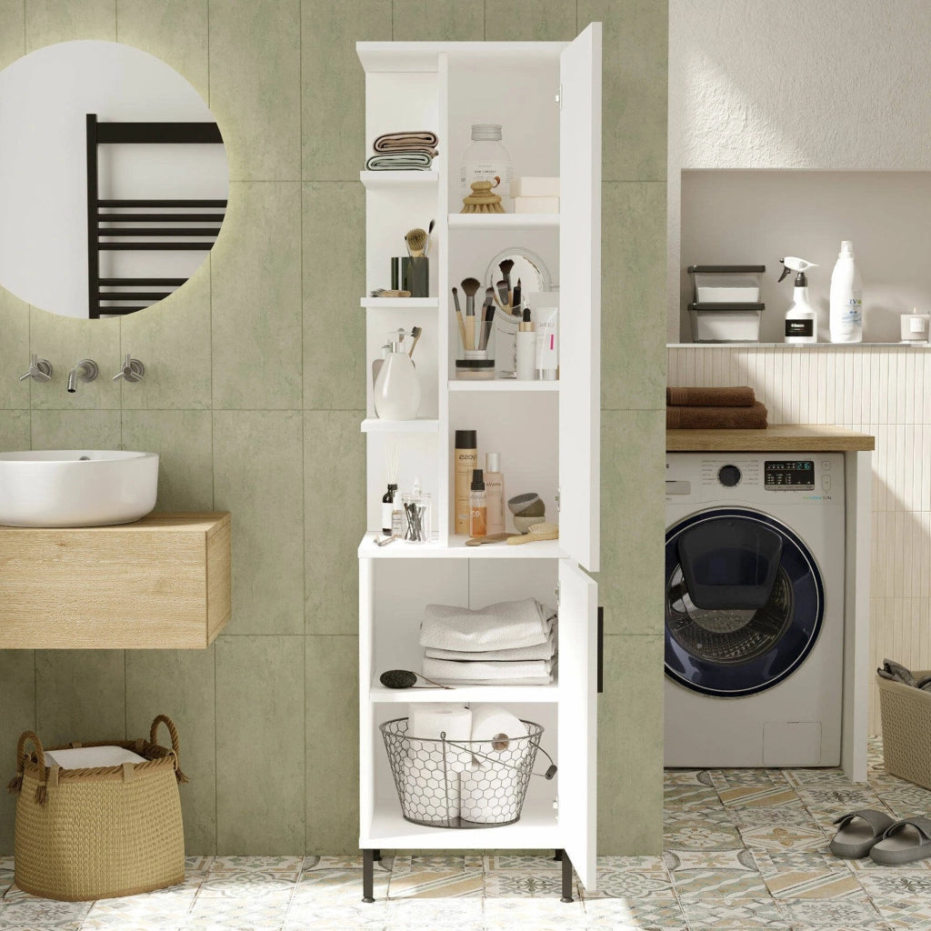 Ramil, Armadio Multiuso 1 Anta Appendiabiti, 45x174h cm Bianco