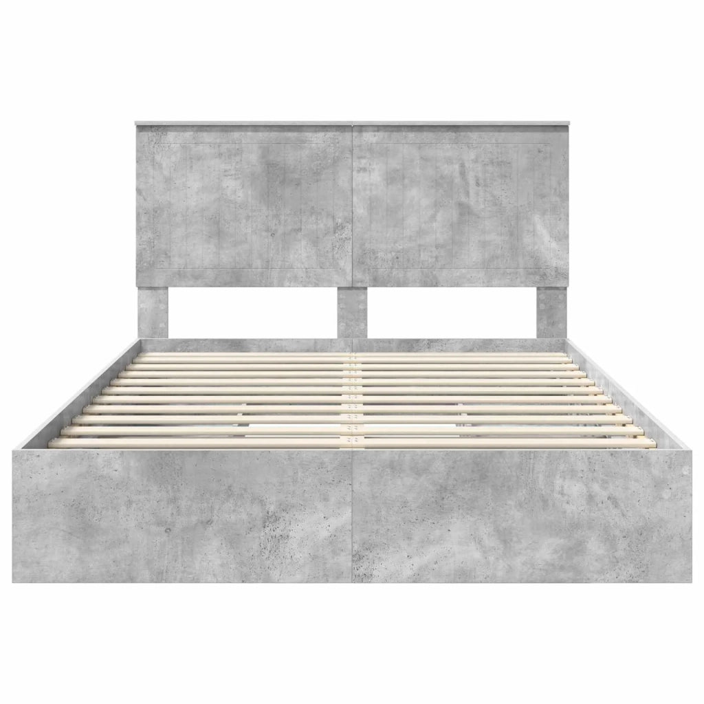 Letto con Contenitore con testiera Grigio cemento 135 x 190 cm 3411218