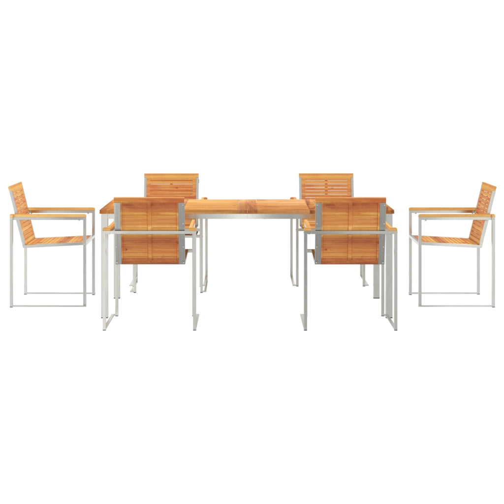 Set da Pranzo da Giardino  7 Pezzi in Legno Massello di Acacia