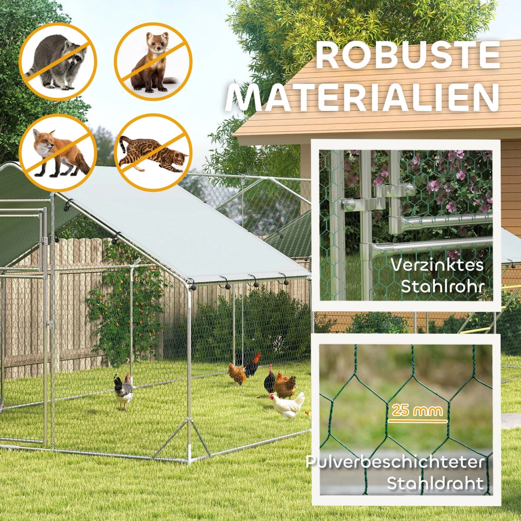 Pollaio per galline con recinto esterno, rete metallica e piano UV ¨C zephmum ¨C per 24-30 galline