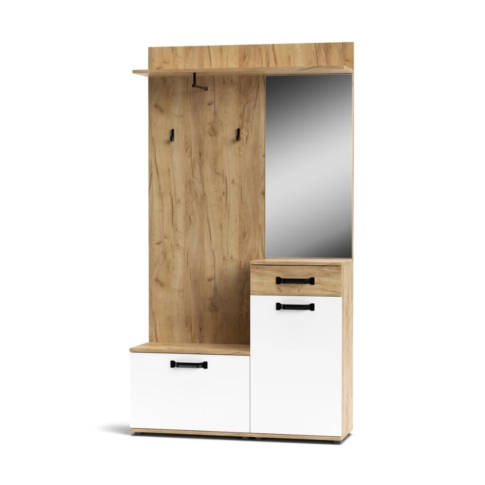 Mobile ingresso rovere e bianco 104x190x32 cm